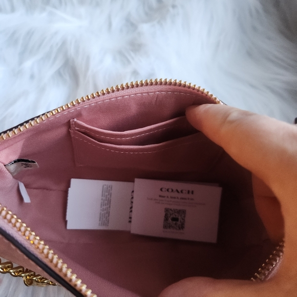 NWT Coach Nolita 19 In Signature Canvas Gold/Powder Pink CDW31 - Picture 7 of 9